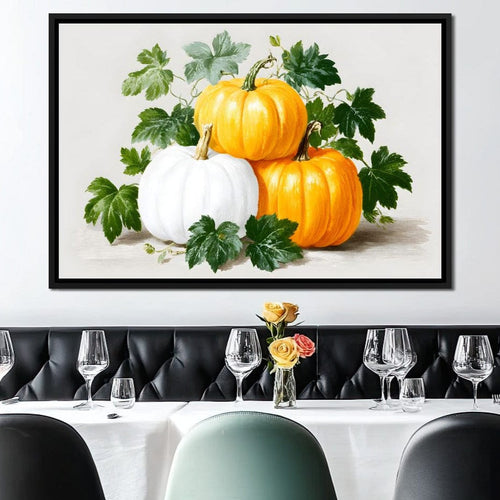 Harvest Pumpkin Trio Botanical Canvas Wall Art
