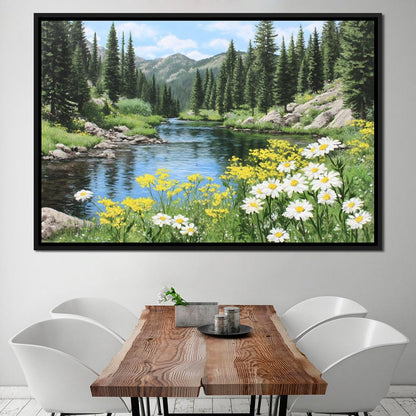 Alpine River Wildflower Glow Canvas Wall Art