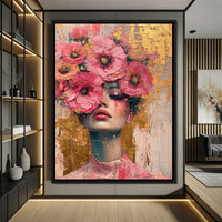 Bloomed Reverie in Gold Canvas Wall Art