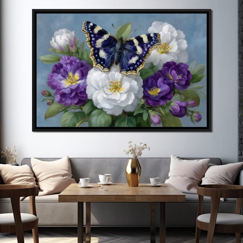 Purple Butterfly Garden Blooms Canvas Wall Art