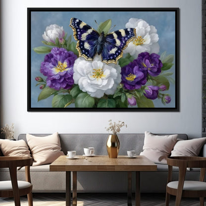 Purple Butterfly Garden Blooms Canvas Wall Art