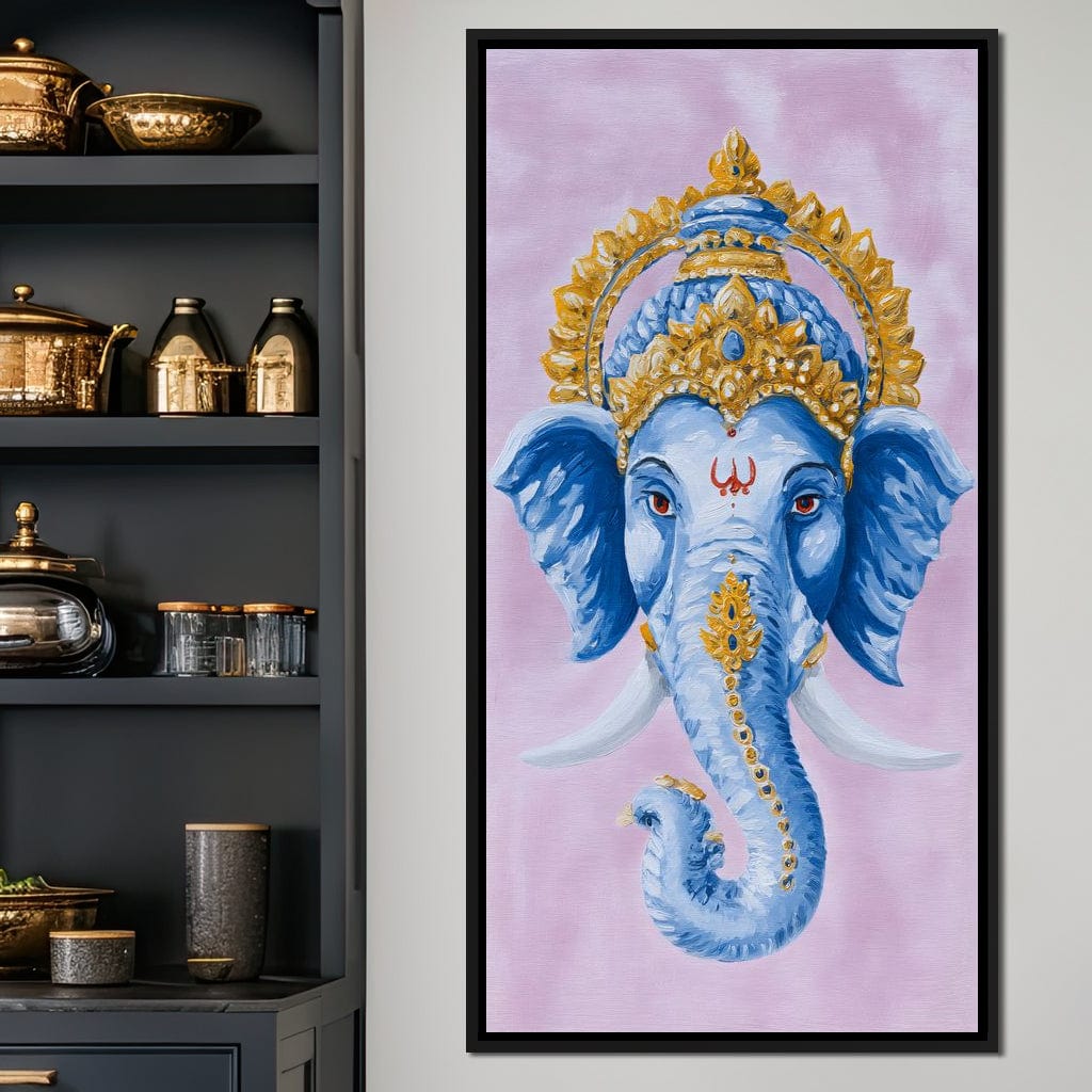 Sacred Blue Ganesha Majesty Canvas Wall Art