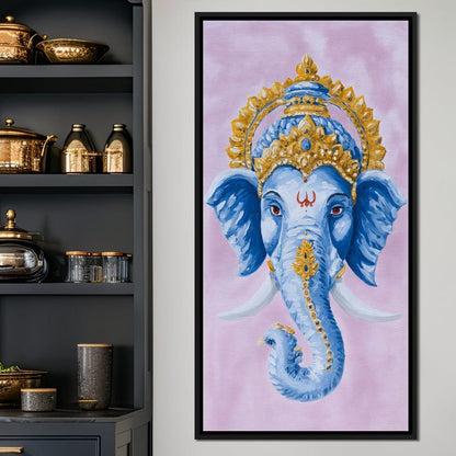 Sacred Blue Ganesha Majesty Canvas Wall Art