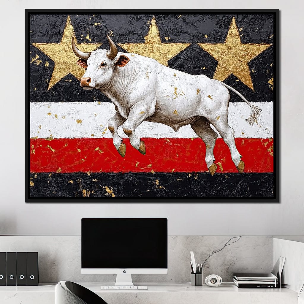 Bull Odyssey Across Stars Canvas Wall Art