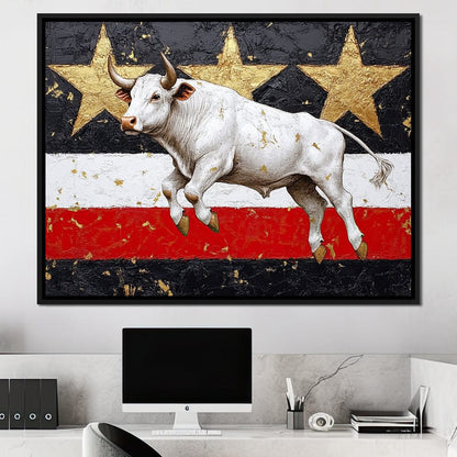 Bull Odyssey Across Stars Canvas Wall Art