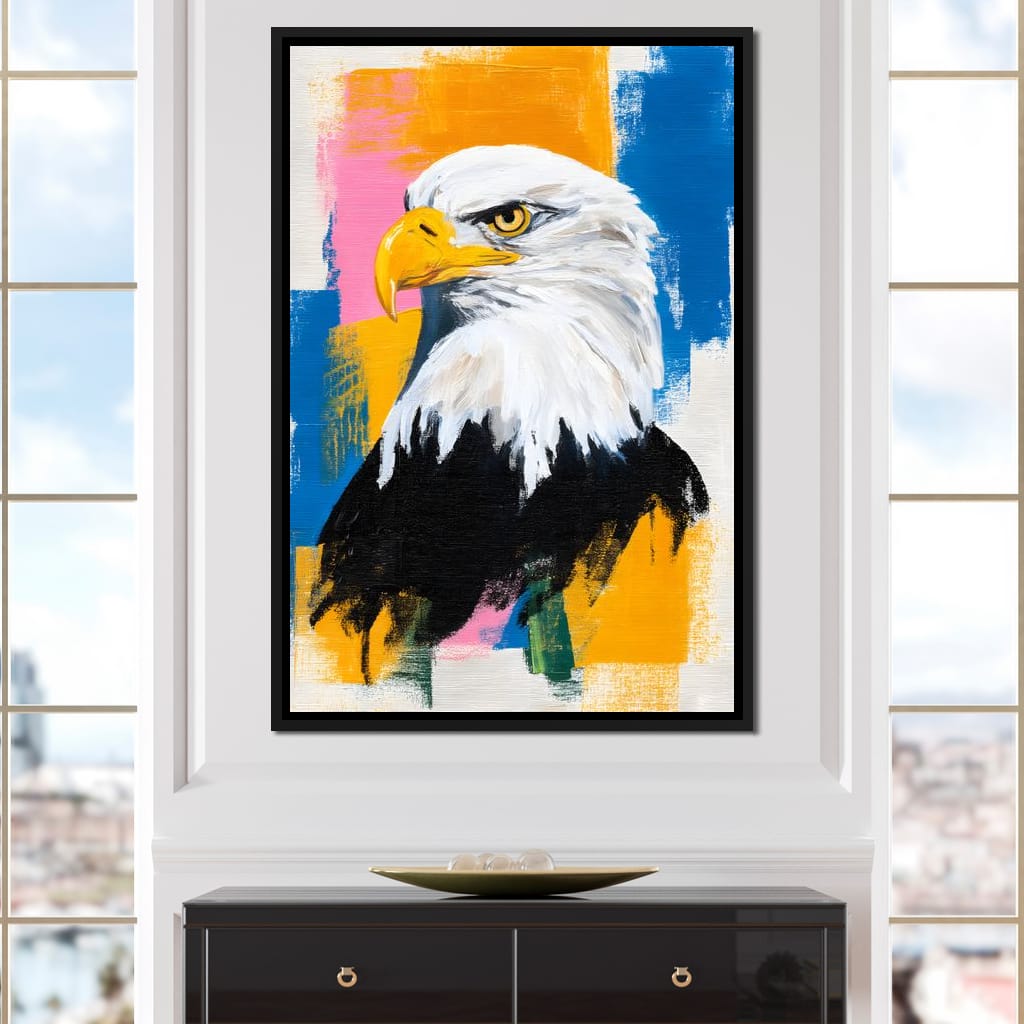 Bold Eagle Pop Portrait Canvas Wall Art