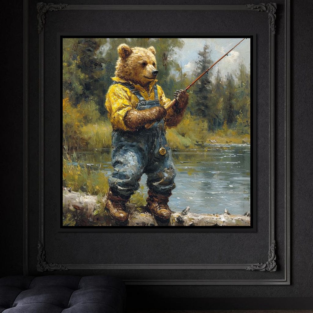 Bear Fishing Canvas Wall Art
