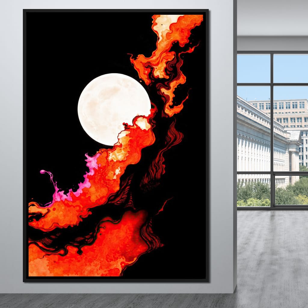 Firestorm Under the Moon Canvas Wall Art