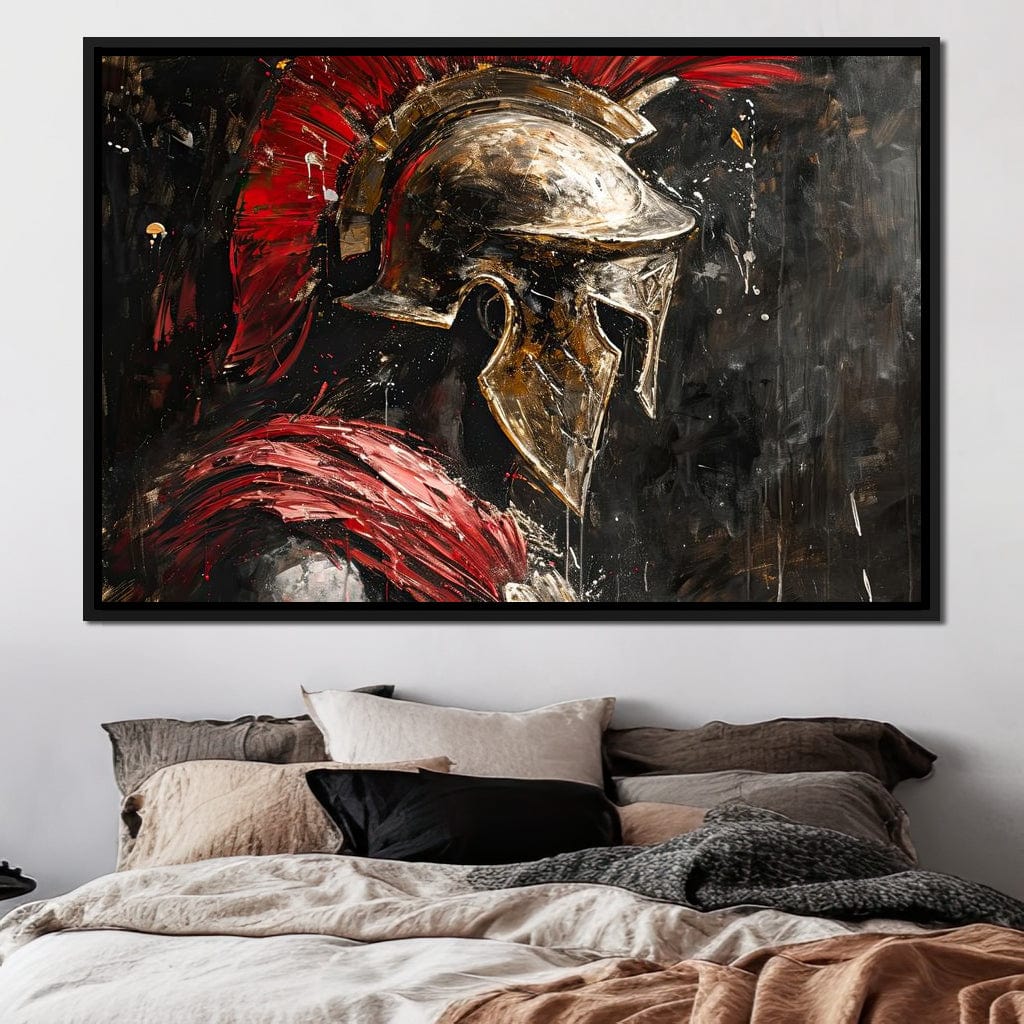 Spartan Solitude in Crimson Canvas Wall Art