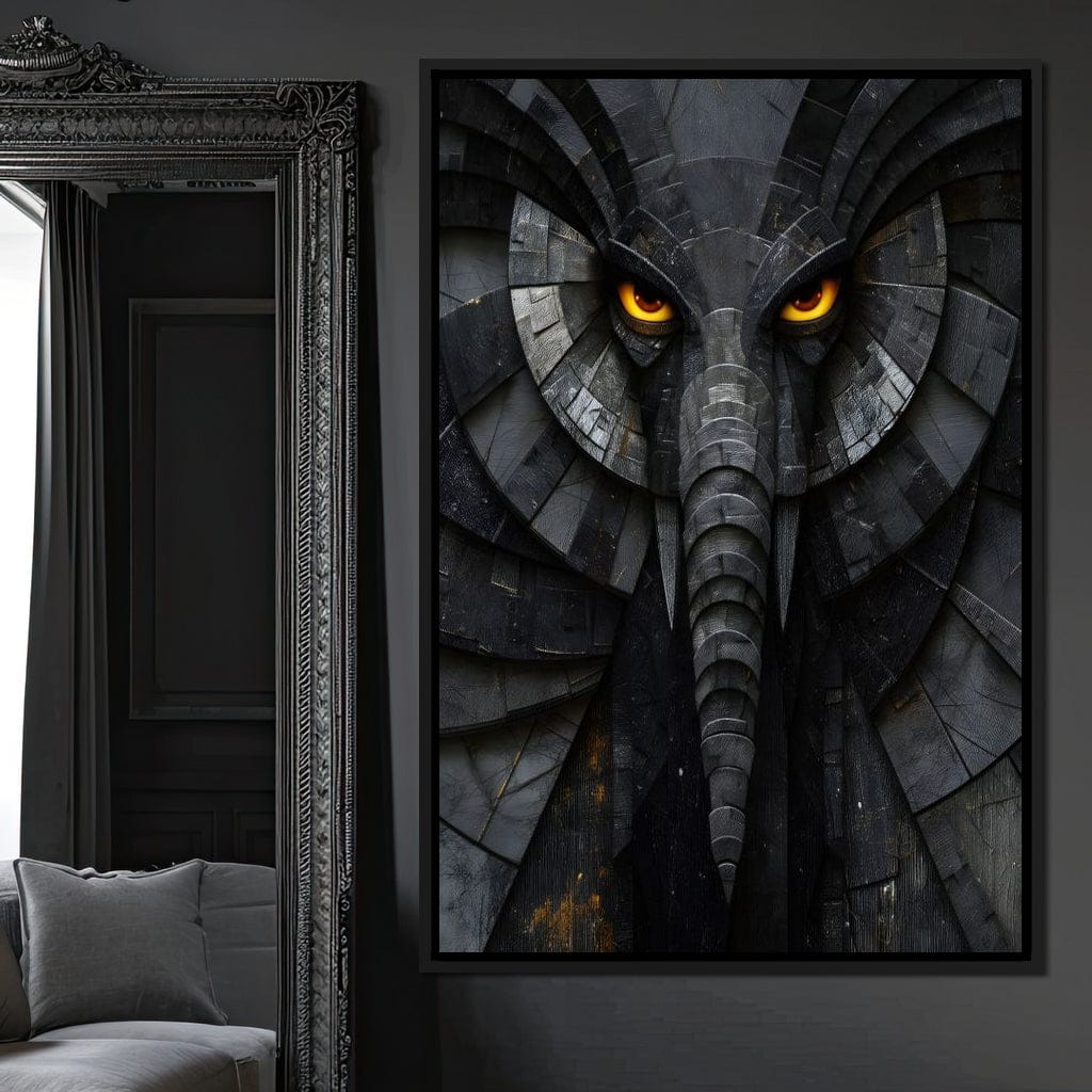 Obsidian Elephant Guardian Canvas Wall Art
