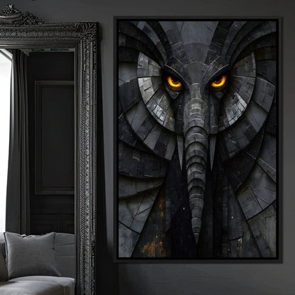 Obsidian Elephant Guardian Canvas Wall Art