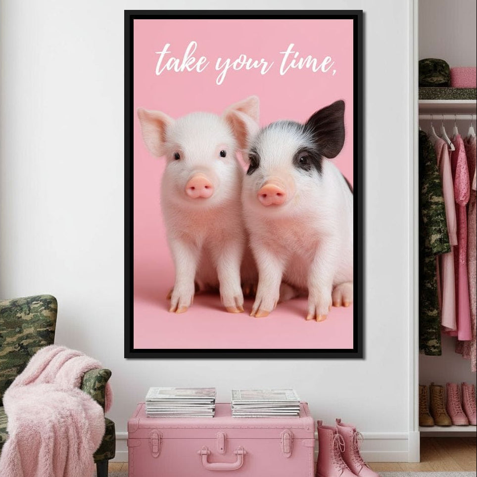 Take Your Time Piglet Pals Canvas Wall Art