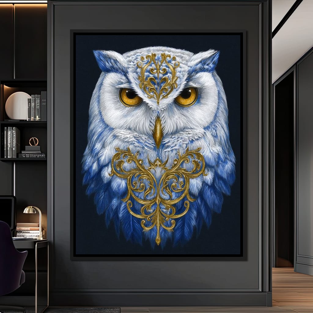 Gilded Owl Night Guardian Canvas Wall Art