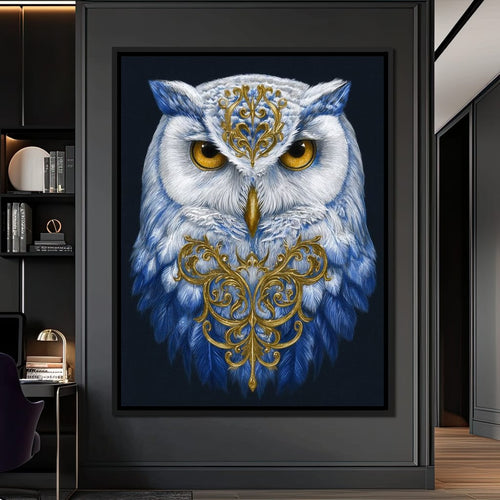 Gilded Owl Night Guardian Canvas Wall Art