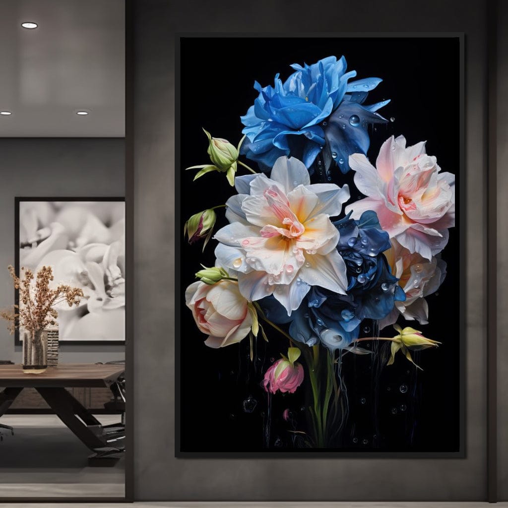 Midnight Flower Symphony Canvas Wall Art