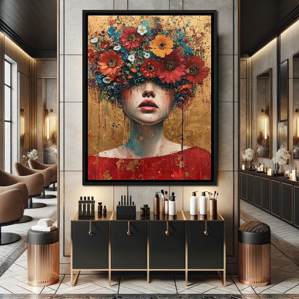 Bloomed Silence in Gold Canvas Wall Art