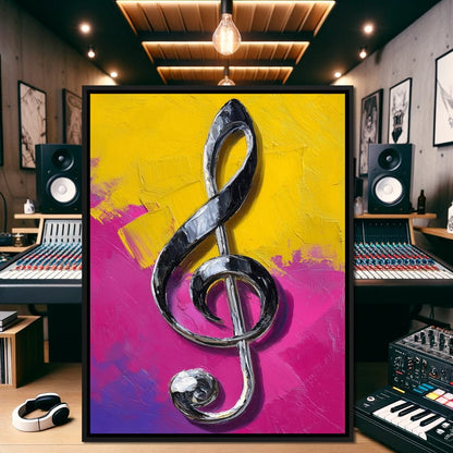 Electric Treble Clef Glow Canvas Wall Art