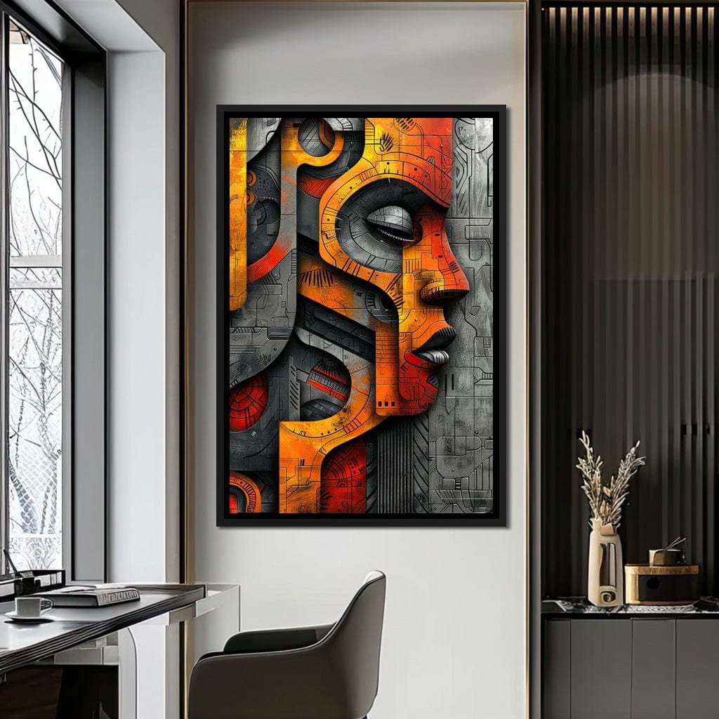 Metallic Face Labyrinth Illusion Canvas Wall Art