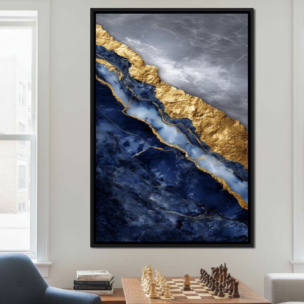 Gilded Midnight Marble Rift Canvas Wall Art