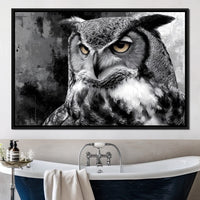 Noir Owl Golden Eyes Portrait Canvas Wall Art