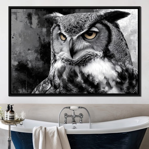 Noir Owl Golden Eyes Portrait Canvas Wall Art