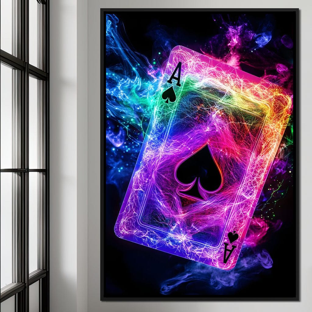 Ace of Spades Neon Burst Canvas Wall Art