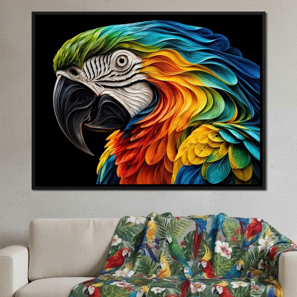 The Ribbon Feather Macaw Canvas Wall Art