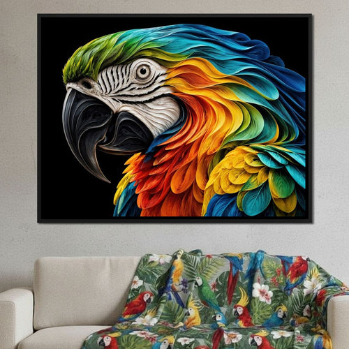The Ribbon Feather Macaw Canvas Wall Art
