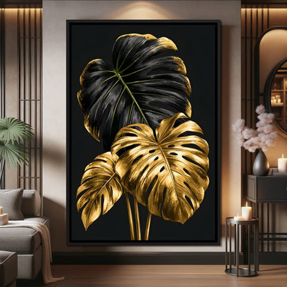 Gilded Foliage Dark Contrast Canvas Wall Art
