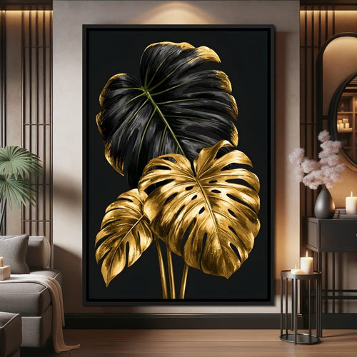 Gilded Foliage Dark Contrast Canvas Wall Art