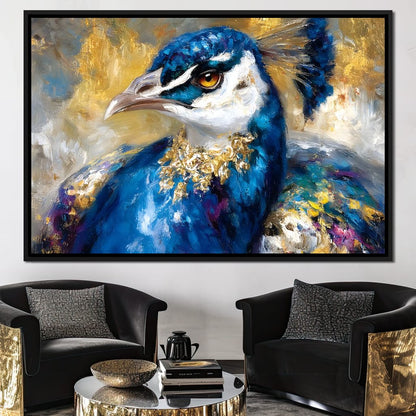 Regal Peacock Gold Radiance Canvas Wall Art