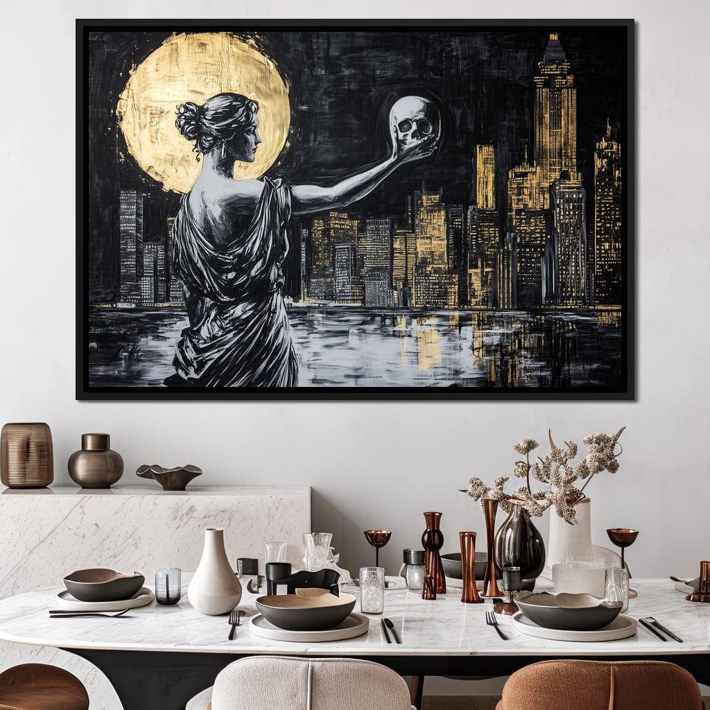 Golden Reflection Over the City Canvas Wall Art