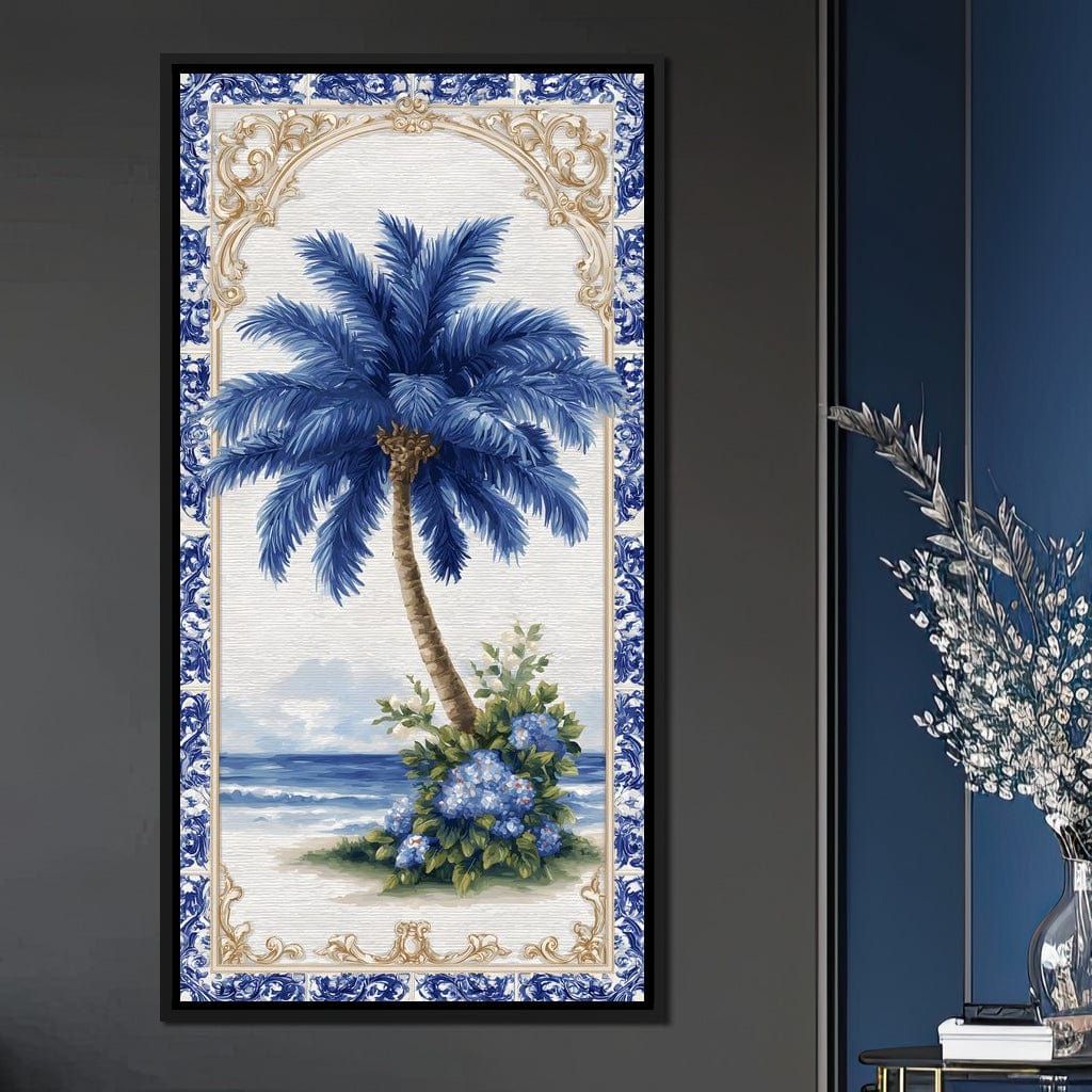 Coastal Blue Palm Reverie Canvas Wall Art
