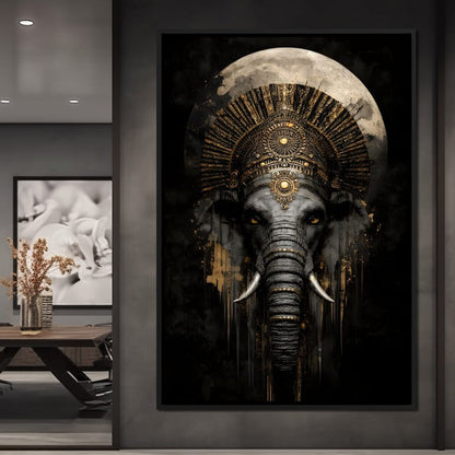 Golden Pharaoh Elephant King Canvas Wall Art