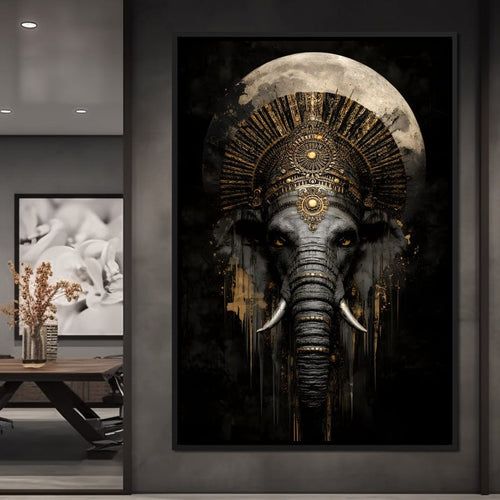 Golden Pharaoh Elephant King Canvas Wall Art