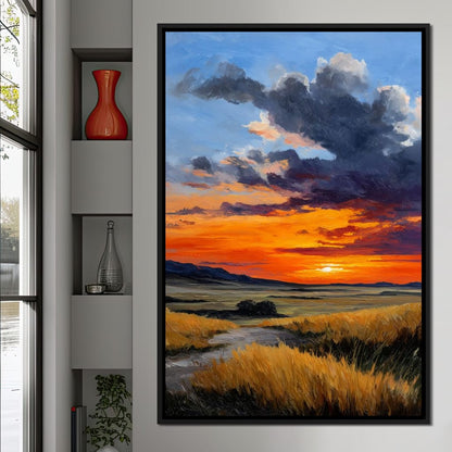 Golden Prairie Sunset Skystorm Canvas Wall Art