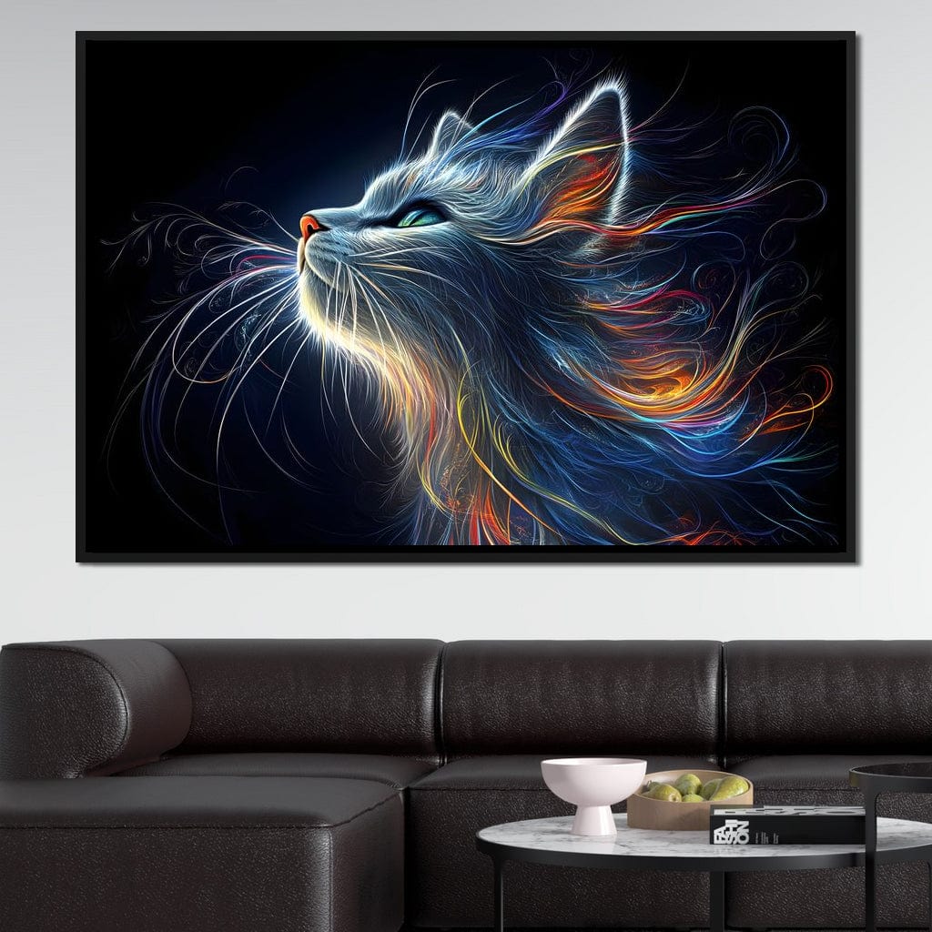 Celestial Feline Illuminations Canvas Wall Art