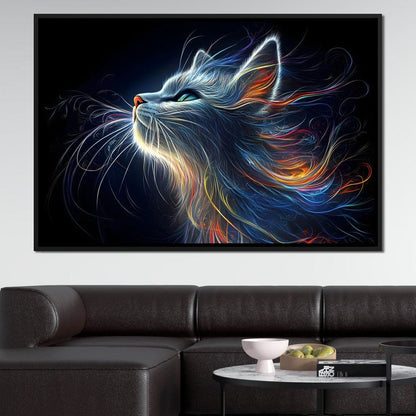Celestial Feline Illuminations Canvas Wall Art
