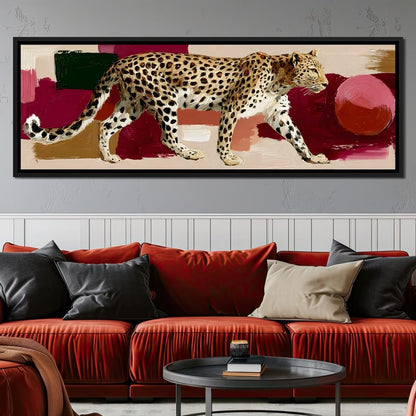 Leopard Stride Sunset Blocks Canvas Wall Art