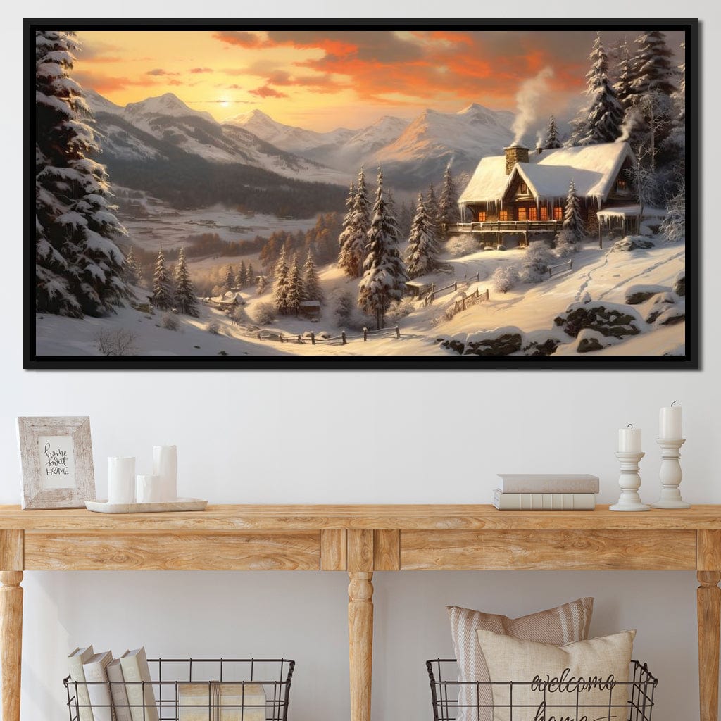 Christmas Cottage Canvas Wall Art