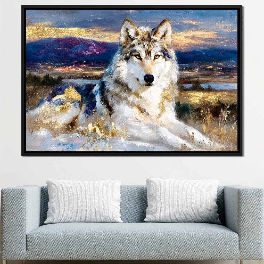 Golden Wolf Mountain Vista Canvas Wall Art