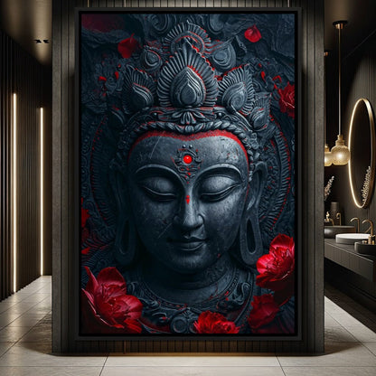 Buddha's Crimson Nirvana Canvas Wall Art