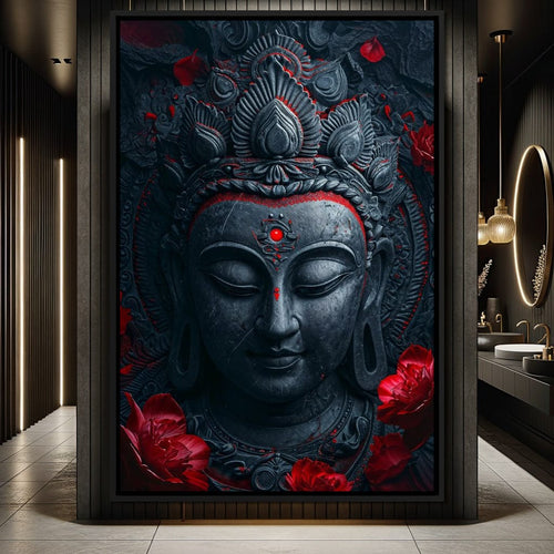 Buddha's Crimson Nirvana Canvas Wall Art