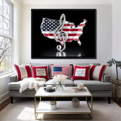 Patriotic Melody Stars Stripes Canvas Wall Art