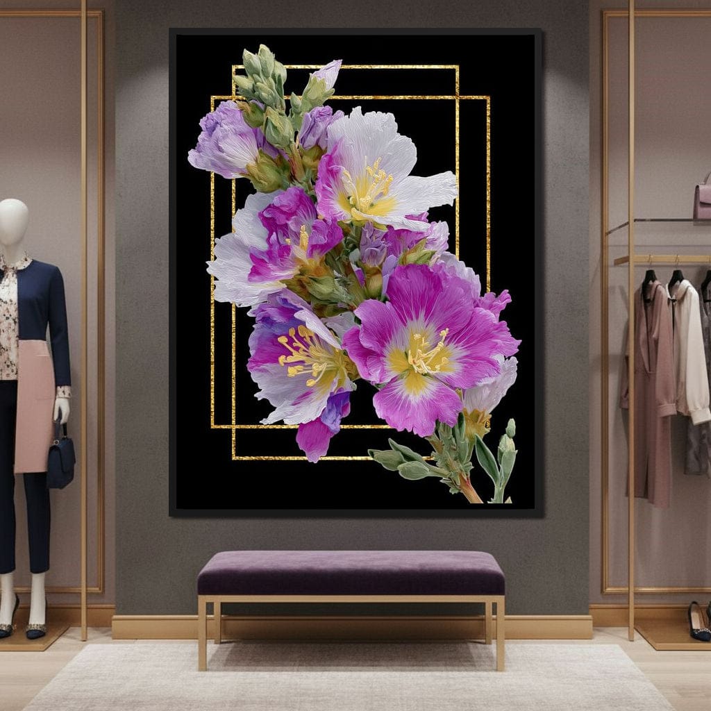 Golden Frame Petal Radiance Canvas Wall Art
