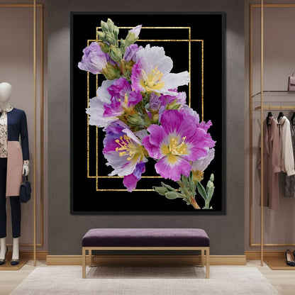 Golden Frame Petal Radiance Canvas Wall Art