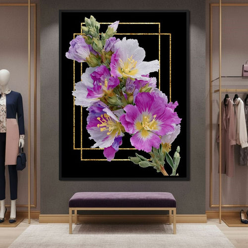 Golden Frame Petal Radiance Canvas Wall Art