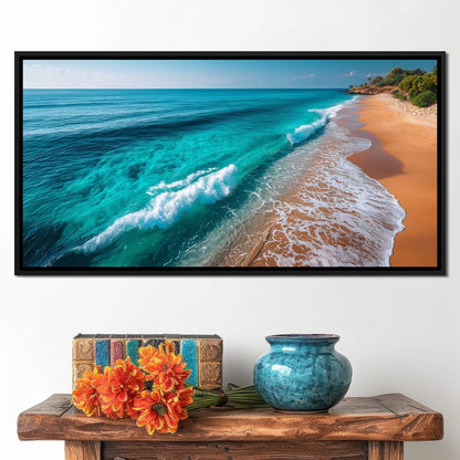 Tropical Coastline Wave Wash Canvas Wall Art