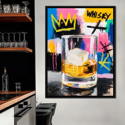 Whiskey Crown Pop Graffiti Scene Canvas Wall Art