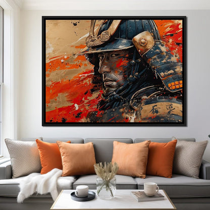 Samurai Solitude in Battle Canvas Wall Art